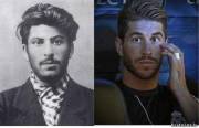 Иосиф Сталин в молодости и футболист Серхио Рамос. Разница между фотографиями около ста лет.