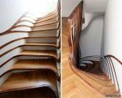 Необычная креативная дизайнерская искривлённая лестница