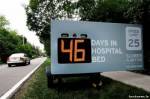 Ваша скорость = количество дней в больнице. <br /> Интерактивный биллборд в США, показывающий последствия превышения скорости 25 миль/час.